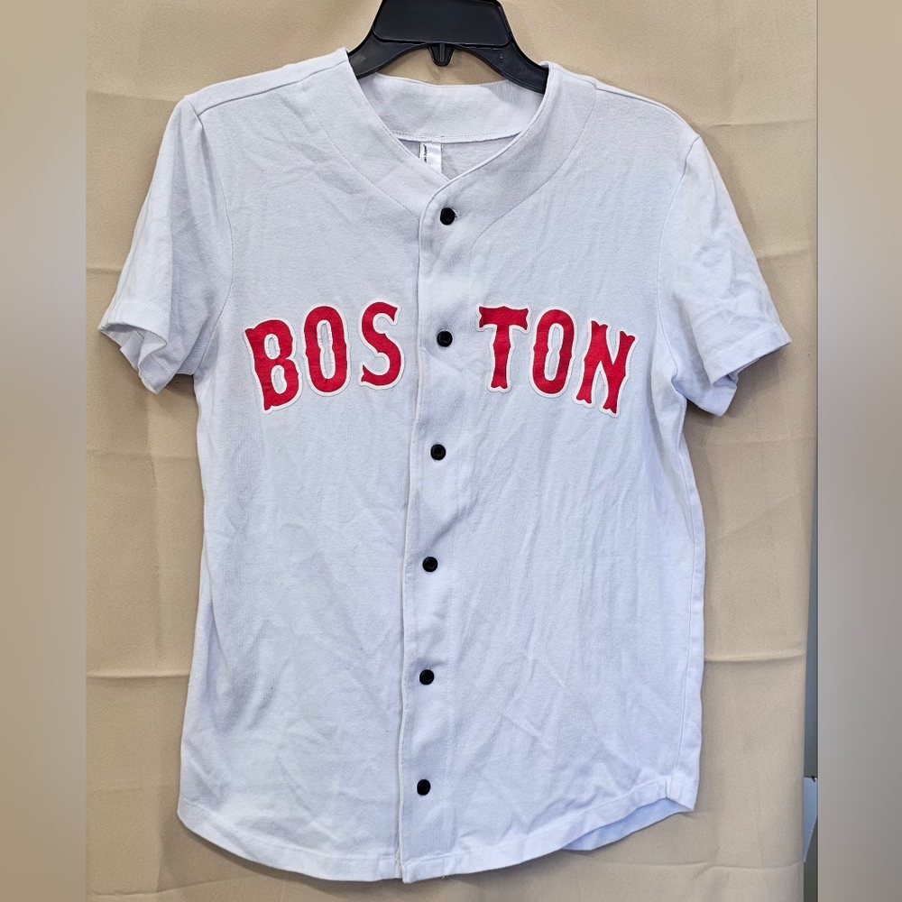 American Apparel Boston Baseball Jersey Shirt White Red Size XS - Men's/Unisex